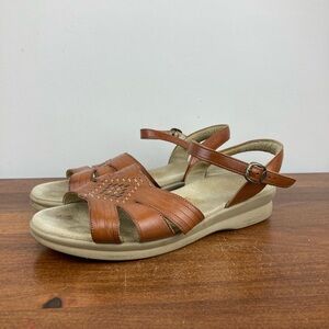 SAS Huarache Sandal Women's Size 8M Brown Leather Ankle Strap Tripad Comfort USA